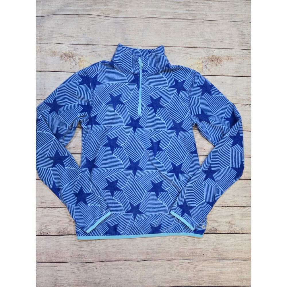 Xersion Girl's Size 16 1/4 zip fleece pullover Blue Star all over pattern